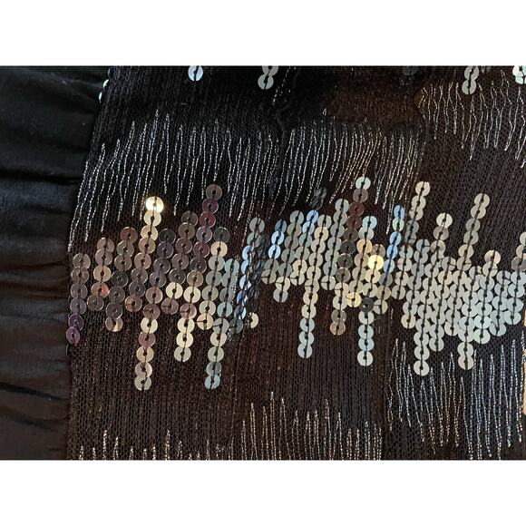 Bebe Vintage Black Sequined Bodice Mini Bubble Hem Dress Medium - Picture 5 of 10
